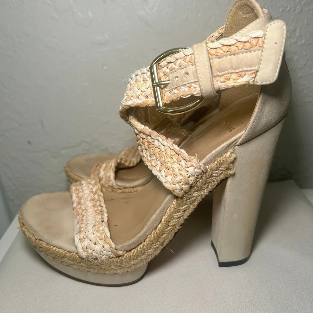 Stuart Weitzman Platform Sandals‎ Espadrille Raffia 5